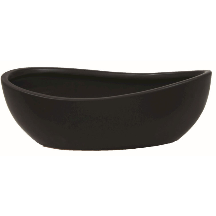 Ebern Designs Gort Ceramic Oval Decorative Bowl in Black & Reviews